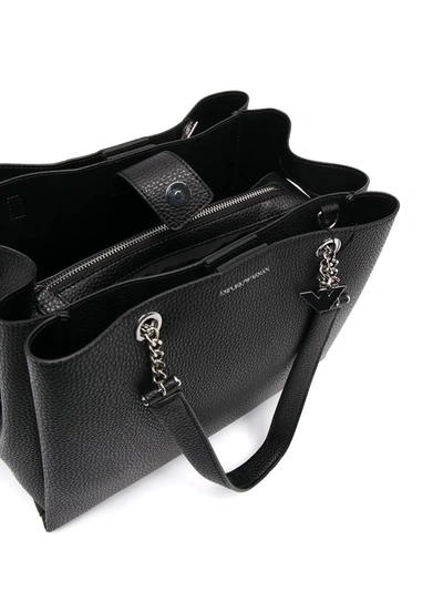 Emporio Armani Pebbled-effect Logo-plaque Tote Bag In Black