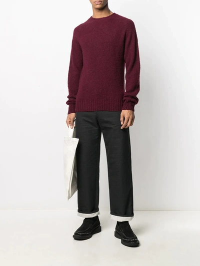 Shop Ymc You Must Create Ribbed-knit Crew Neck Jumper In Red