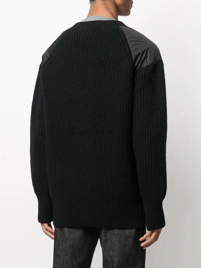 Shop Ymc You Must Create Long-sleeved Contrast Panel Jumper In Black