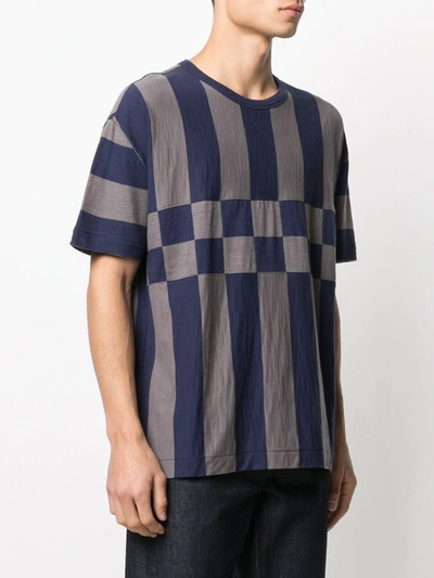 Shop Ymc You Must Create Vertical-stripe Crew-neck T-shirt In Grey