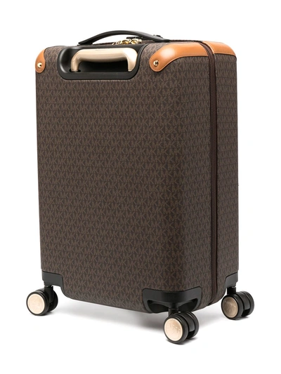Michael Kors Monogram Logo Print Suitcase In Brown