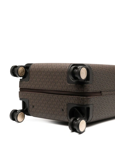 Michael Kors Monogram Logo Print Suitcase In Brown