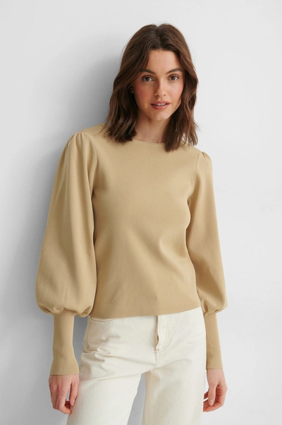 Na-kd Balloon Sleeve Knitted Sweater - Beige | ModeSens