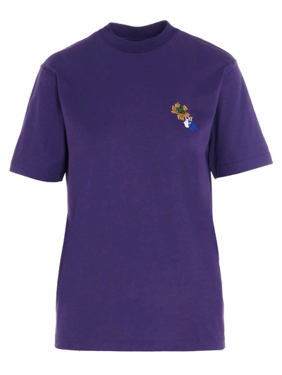 Shop Off-white Leaves Arrow Print T-shirt In Purple
