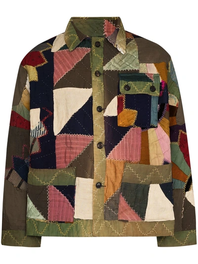 Shop Bode Patchwork Quilted Jacket In Multicolour