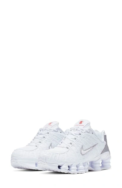 Shop Nike Shox Tl Sneaker In White/ Silver/ Max Orange