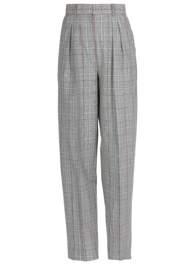 Shop Tory Burch Wool Plaid Trousers In Grey