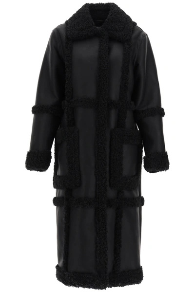 Shop Stand Studio Patrice Eco-shearling Coat In Black Black (black)