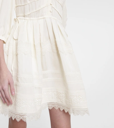 Shop Self-portrait Lace-trimmed Minidress In White