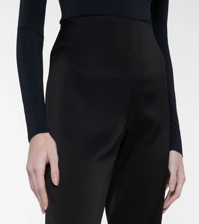 Shop Galvan High-rise Satin Straight Pants In Black