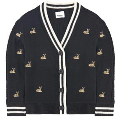 Shop Burberry Black Embroidered Cardigan