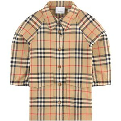 Shop Burberry Beige Checked Shirt Dress