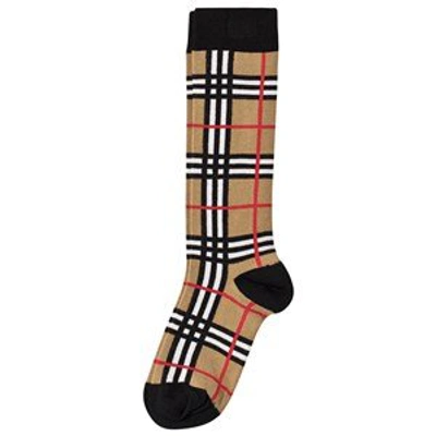 Shop Burberry Beige Checkered Socks