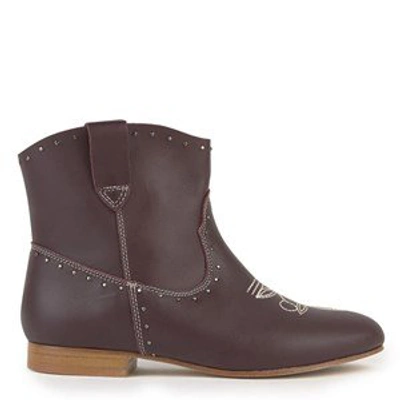 Shop Bonpoint Brown Cowboy Boots In Red