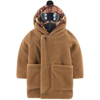 Shop Ai Riders On The Storm Fleece Hooded Coat In Brown