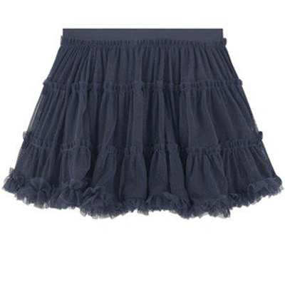 Shop Mayoral Navy Sequin Tulle Skirt In Blue