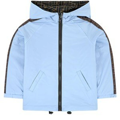 Shop Fendi Pale Blue Logo Jacket