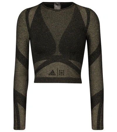 Shop Wolford X Adidas Studio Motion Crop Top In Gold