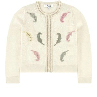 Shop Bonpoint Embroidered Cardigan In Cream