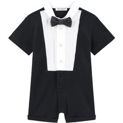 Shop Dolce & Gabbana Black Tuxedo-style Baby Romper
