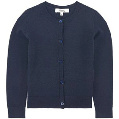 Shop Bonpoint Navy Wool Cardigan In Blue