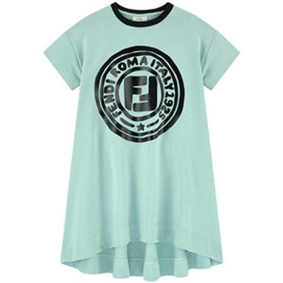 Shop Fendi Pale Blue Logo Dress