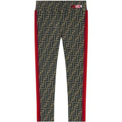 Shop Fendi Beige Logo Leggings In Brown