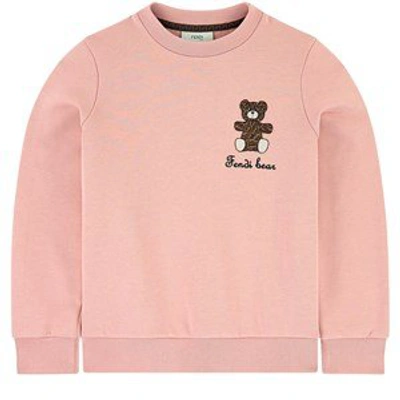 Shop Fendi Pale Pink Embroidered Bear Sweatshirt