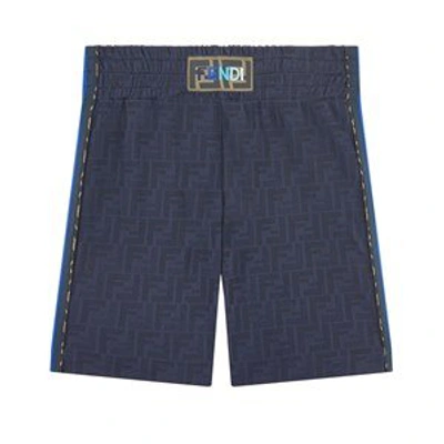 Shop Fendi Navy Bermuda Shorts In Blue