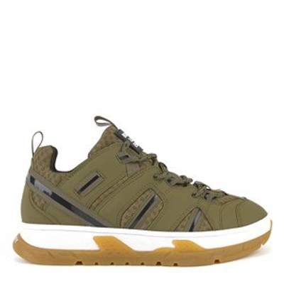 Shop Burberry Green Branded Trainers