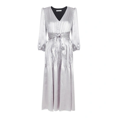 Shop Philosophy Di Lorenzo Serafini Silver Hammered Satin Midi Dress