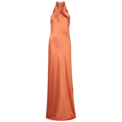 Shop Galvan Eve Rust Silk Gown In Bronze