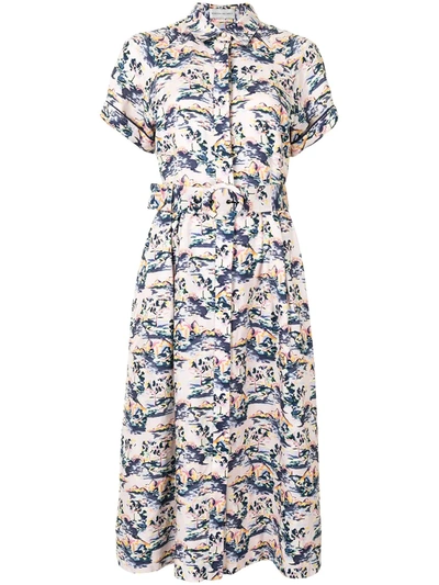 Shop Rebecca Vallance Como Short Sleeve Midi Dress In Blue