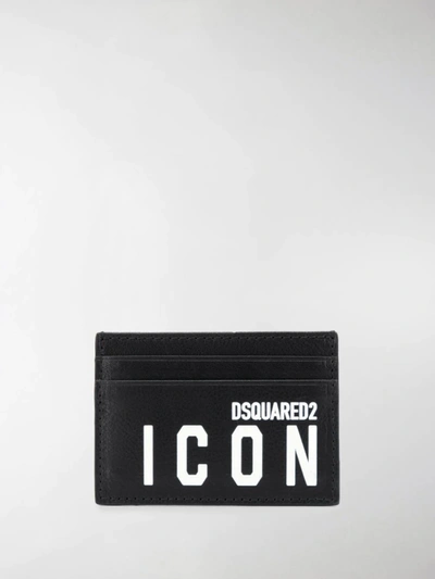 Shop Dsquared2 Icon Logo-print Leather Card Holder In Black