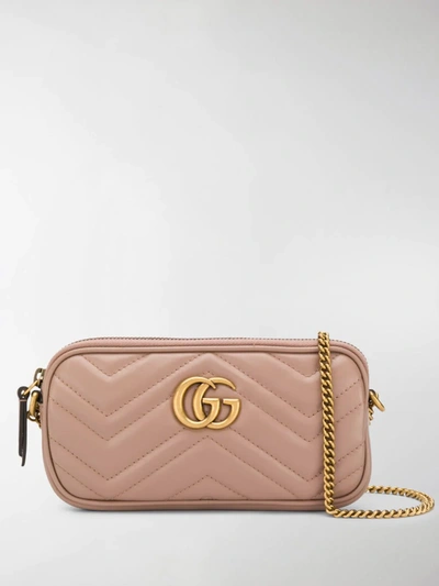 Shop Gucci Gg Marmont Crossbody Bag In Nude