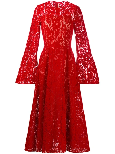 Shop Christopher Kane Flock Lace Dress In Red