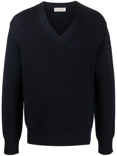 Shop Paura V-neck Knitted Jumper In Blue