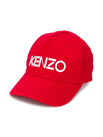 Shop Kenzo Teen Logo Print Baseball Cap In Red