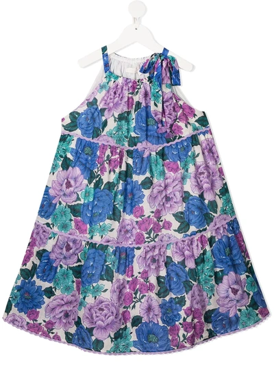 Shop Zimmermann Sleeveless Floral-print Dress In Blue