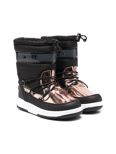 Shop Moon Boot Metallic Snow Boots In Black
