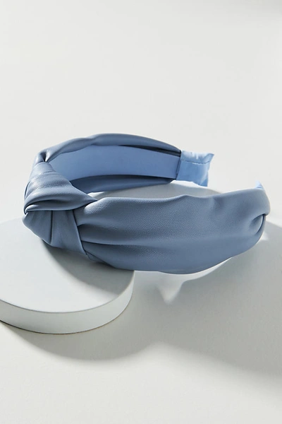 Shop Anthropologie Faux Leather Knotted Headband In Blue