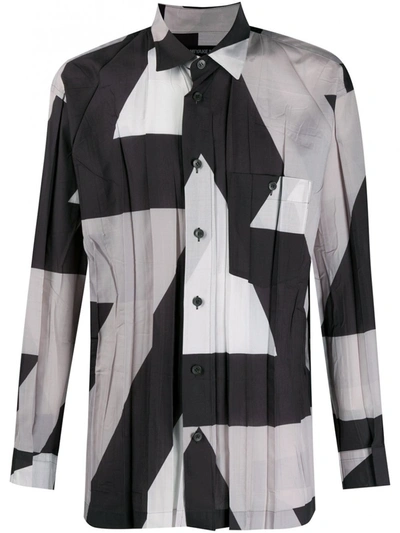 Shop Issey Miyake Print Pleated Shirt In Grey