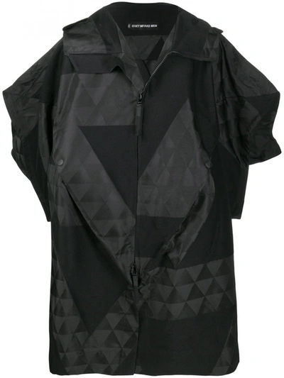 Shop Issey Miyake Cotton Geometric Print Coat In Black