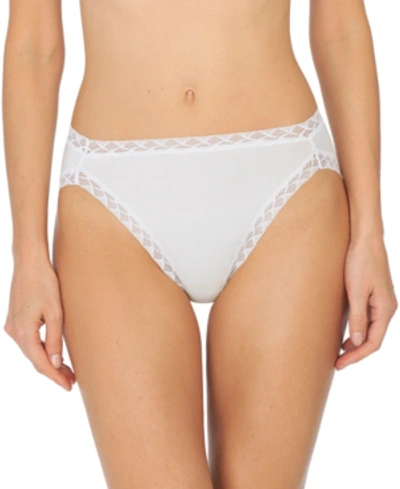 Shop Natori Bliss Lace-trim Cotton French-cut Brief Underwear 152058 In Nimbus