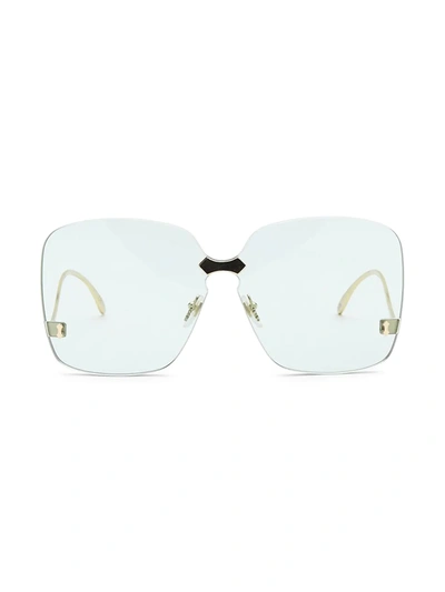 Shop Gucci Women's Fashion Inspired 99mm Square Shield Sunglasses In Gold Sage