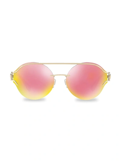 Shop Versace Medusa 61mm Round Mirrored Sunglasses In Pale Gold