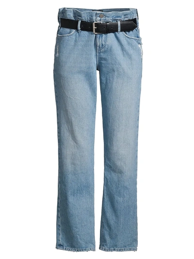 Shop Rta Women's Dexter Buckle Belted Wide-leg Paperbag Jeans In Clean Blue