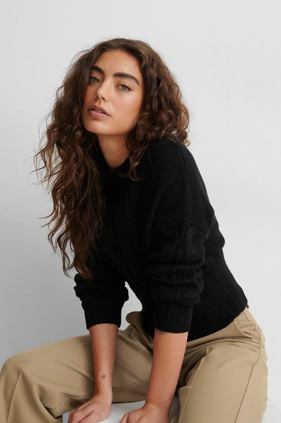 Shop Na-kd Reborn Rib Detail Cable Knitted Sweater In Black