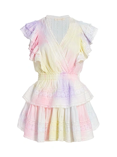 Shop Loveshackfancy Women's Gwen Ruffle Mini Dress In Multi Tie Dye
