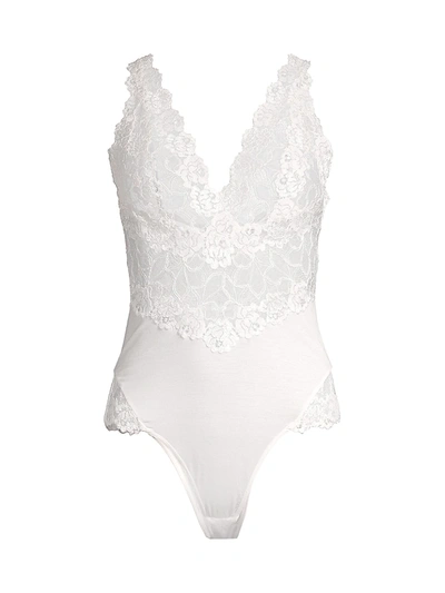 Shop Josie Natori Women's Warm White Rose Parfait Essentials Lace Bodysuit